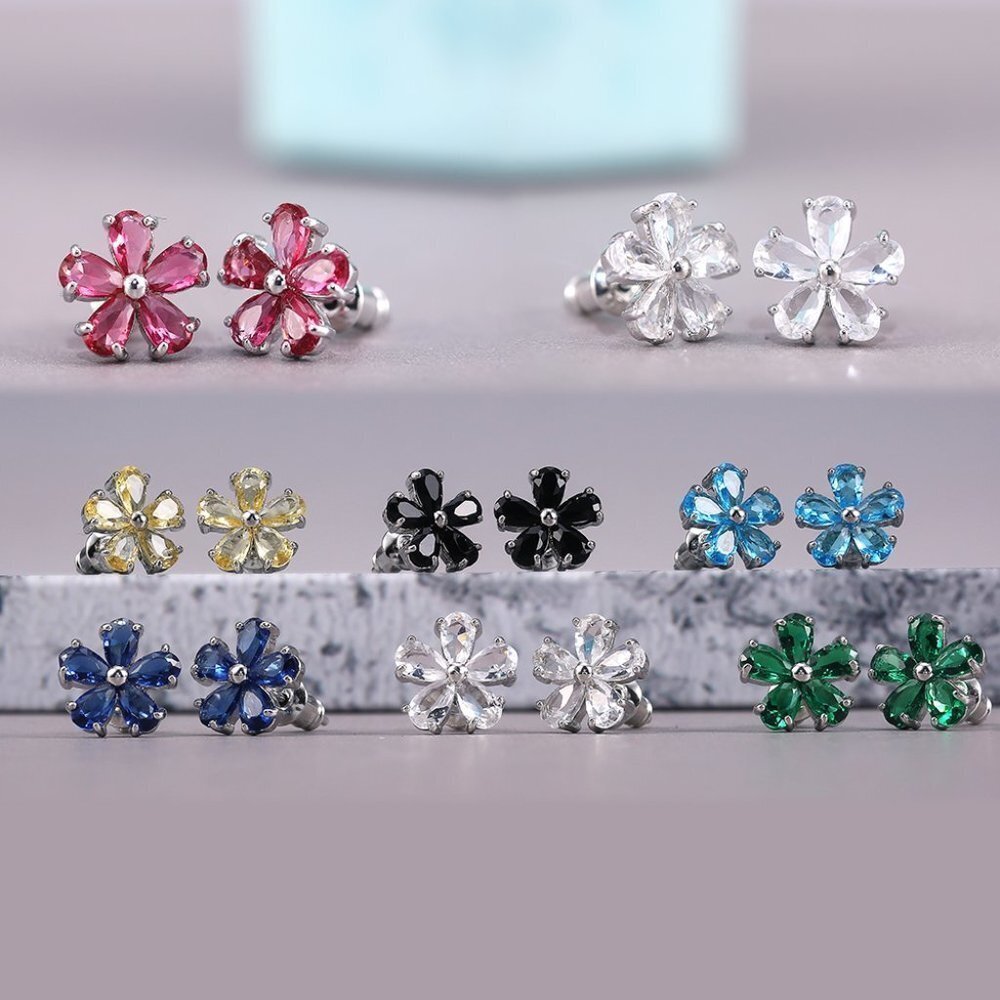 🍁 Beautiful Tiny Plum Blossom Zircon Dainty Stud Earrings for Women, UNVN12460 - Picture 4 of 4